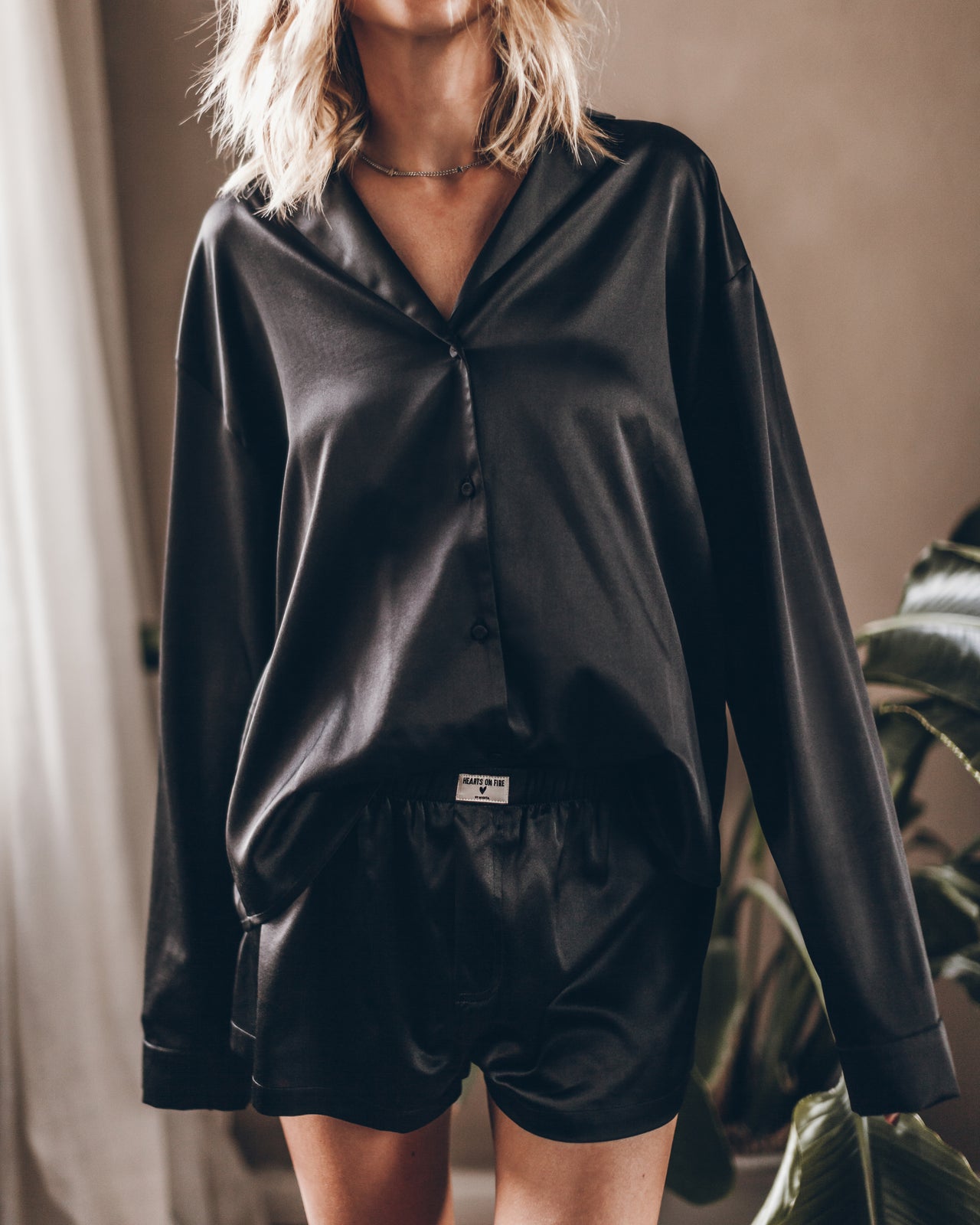 Black Silk Shirt Black Silk Boxer Shorts - Product photo